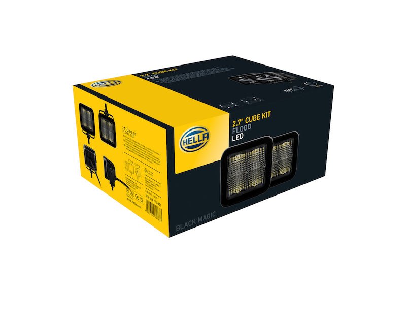 Hella Universal Black Magic 2.7in L.E.D. Cube Kit - Flood Beam - My Store