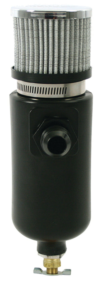 compare product Moroso Breather Tank/Catch Can -12An Male Inlet - Black Polyethylene