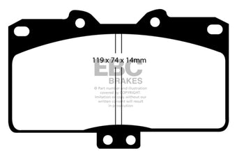 compare product EBC 91-93 Dodge Stealth 3.0 4WD Yellowstuff Front Brake Pads