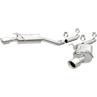 compare product MagnaFlow Axle-Back Stainless Dual Split 4in Polished Tips 10-15 Chevrolet Camaro Convert. 3.6L V6