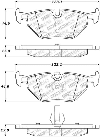 compare product StopTech Street Touring 01-02 BMW Z3 / 03-09 Z4 / 10/90-07 3 Series Rear Brake Pads
