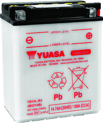 compare product Yuasa YB14L-B2 Yumicron CX 12-Volt Battery
