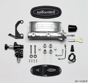 compare product Wilwood HV Tandem M/C Kit w L/H Bracket & Prop Valve - 15/16in Bore Ball Burn.-W/Push