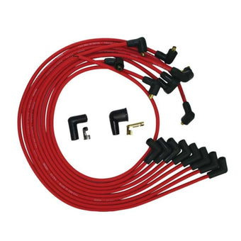 compare product Moroso BBC Under Header 90 Deg Plug Non-HEI Ultra Spark Plug Wire Set - Red