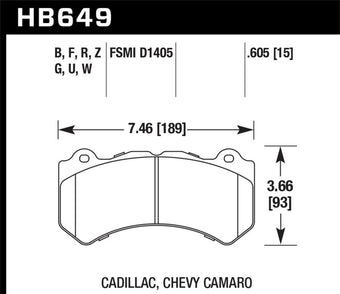 compare product Hawk 14-18 Chevrolet Corvette Front ER-1 Brake Pad Set (J56 brake package)