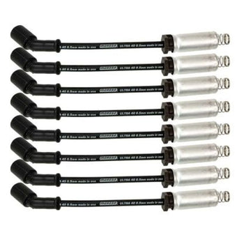 compare product Moroso GM LS/LT 8.5mm Ultra 40 9.75in Long Wire Set w/Alum Heatshield - Black