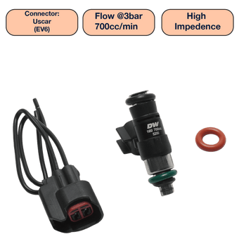 compare product DeatschWerks Universal 700cc Single Fuel Injector / 34mm Length / 14mm O-Ring Seals