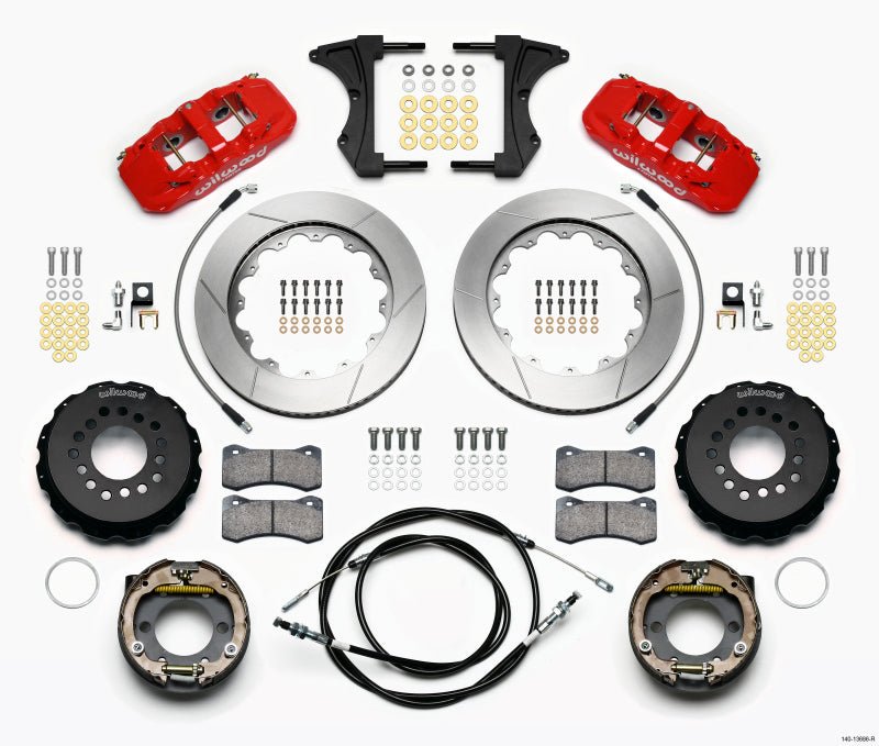 Wilwood AERO4 Rear Kit 14.00 Red 2005 - 2014 Mustang w/ BMR Suspn. w/Lines - My Store