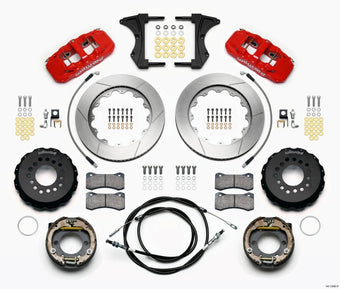 compare product Wilwood AERO4 Rear Kit 14.00 Red 2005-2014 Mustang w/ BMR Suspn. w/Lines