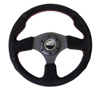 NRG Reinforced Steering Wheel (320mm) Suede w/Red Stitch - My Store