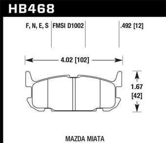 compare product Hawk 01-05 Mazda Miata 1.8L Base Pads Only Rear ER-1 Brake Pads