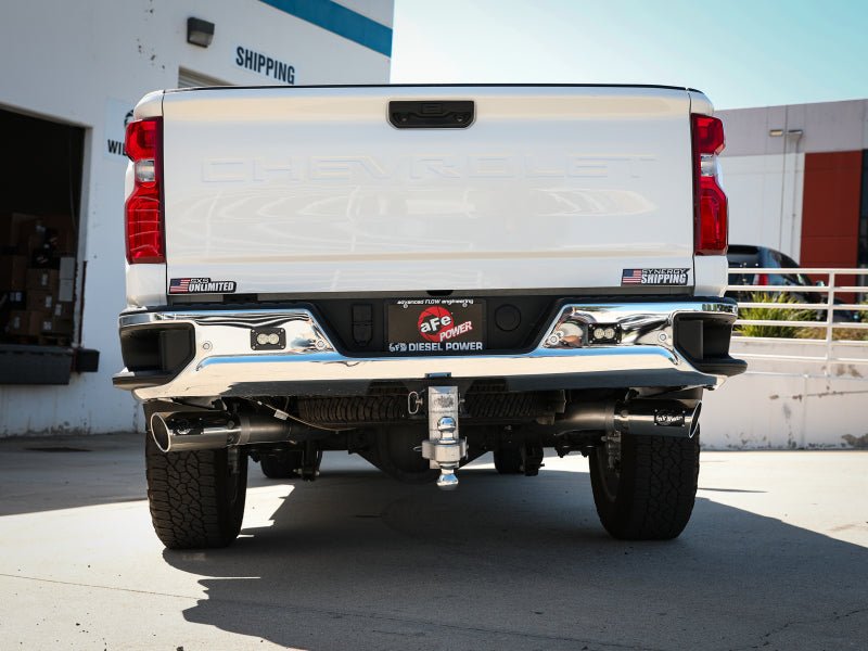 aFe Large Bore - HD 4in 409SS DPF - Back Exhaust System w/Polished Tips 20 GM Diesel Trucks V8 - 6.6L - My Store