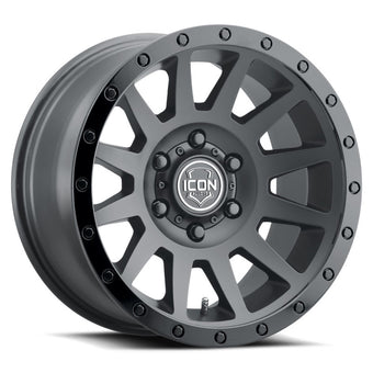 compare product ICON Compression 18x9 6x5.5 0mm Offset 5in BS 106.1mm Bore Double Black Wheel