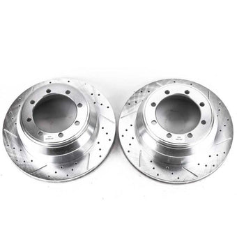 compare product Power Stop 99-04 Ford F-350 Super Duty Rear Evolution Drilled & Slotted Rotors - Pair