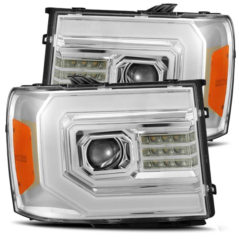 AlphaRex 07 - 13 GMC Sierra 1500 (No Clsc) LUXX - Series LED Proj HL Chrome w/Actv Lgt & Seq.Sig / DRL - My Store