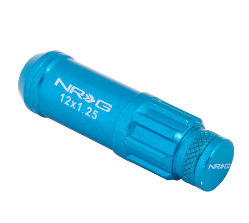 NRG 700 Series M12 X 1.25 Steel Lug Nut w/Dust Cap Cover Set 21 Pc w/Locks & Lock Socket - Blue - My Store