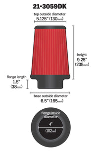 AEM 4 in x 9 in x 1 in Dryflow Element Filter - My Store