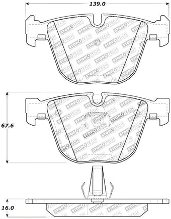 compare product StopTech Street Touring 06-09 BMW M5 E60 / 07-09 M6 E63/E63 Rear Brake Pads