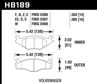 compare product Hawk 91-93 Volkswagen Cabriolet Front ER-1 Brake Pads