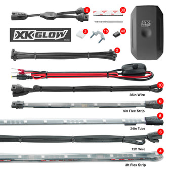 compare product XK Glow Strip Million Color XKCHROME App Undercar Kit (8x24In Tube + 6x10In Strip + 4x36In)