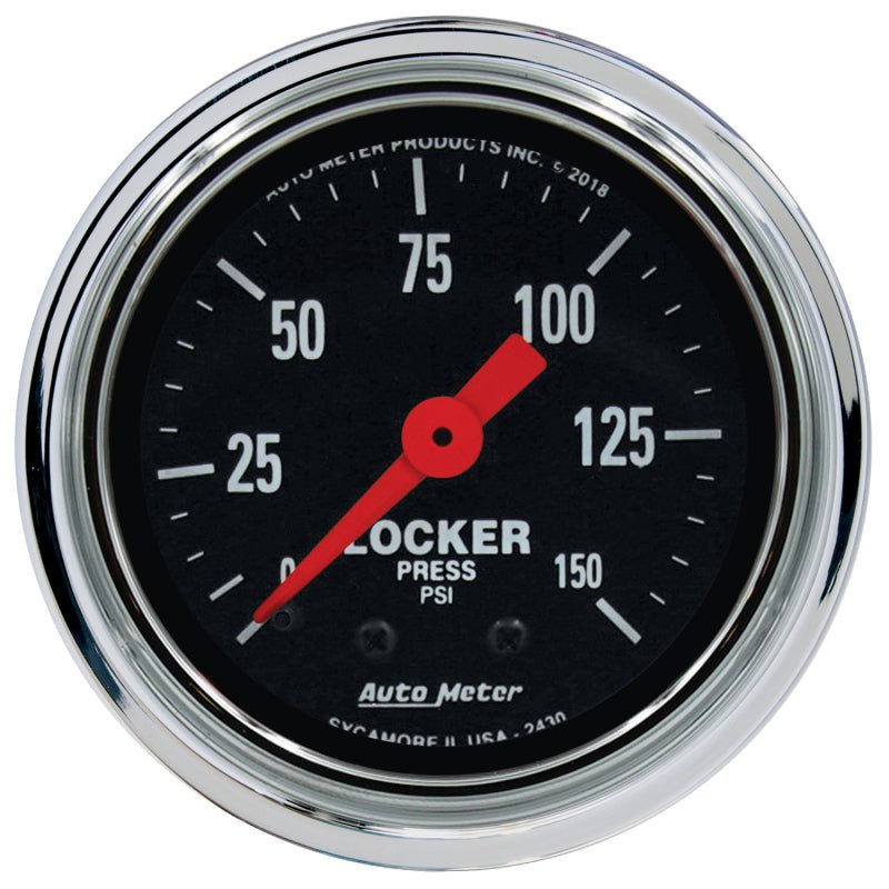 Autometer Traditional Chrome 2 - 1/16in 150 PSI Mechanical Air Locker Gauge - My Store