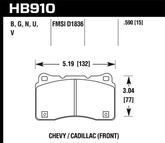compare product Hawk 15-16 Cadillac XTS / Chevrolet Corvette DTC-70 Front Brake Pads