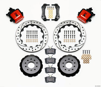 compare product Wilwood Combination Parking Brake Rear Kit 12.88in Drilled Red Mustang 94-04