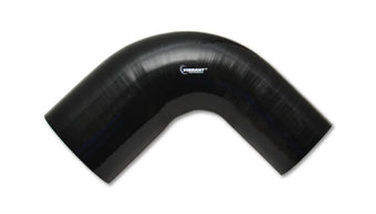 compare product Vibrant 3.25in ID x 3.5in ID x 4in Long Gloss Black Silicone 90 Degree Transition Elbow
