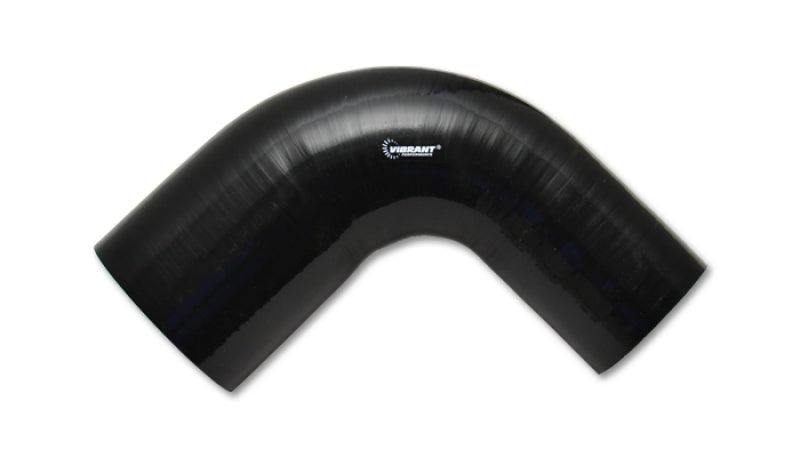 Vibrant 1.5in ID x 2in ID x 4in Long Gloss Black Silicone 90 Degree Transition Elbow - My Store