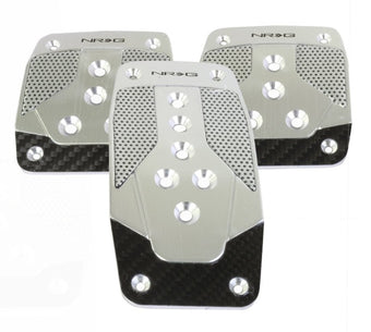 compare product NRG Aluminum Sport Pedal M/T - Silver w/Black Carbon