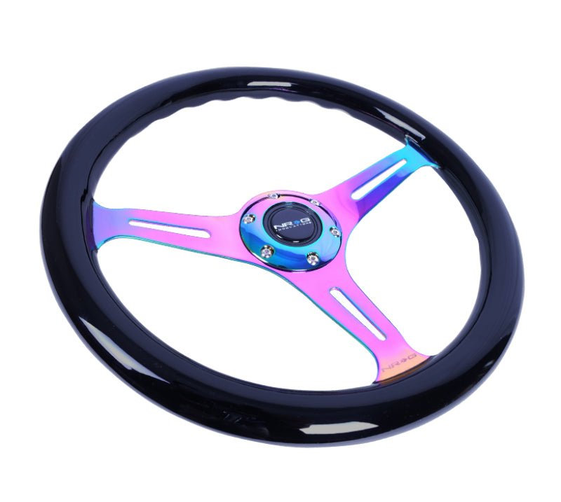 NRG Classic Wood Grain Steering Wheel (350mm) Black Paint Grip w/Neochrome 3 - Spoke Center - My Store