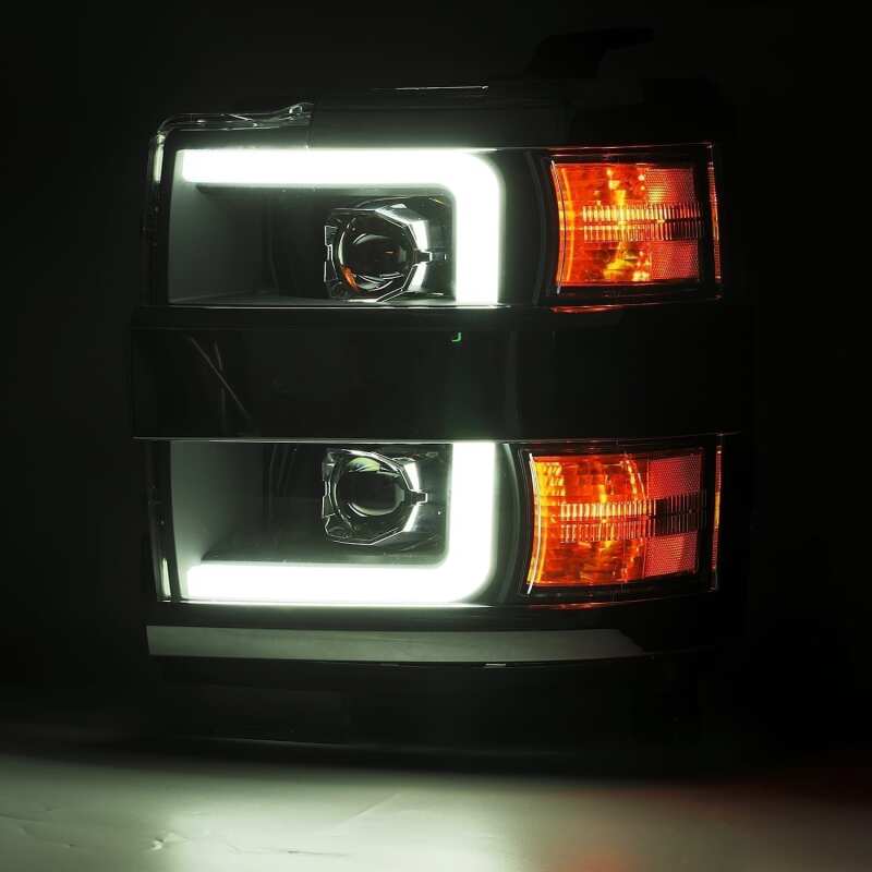 AlphaRex 15 - 19 Chevy 2500HD PRO - Series Proj Headlights Plank Style Blk w/Activ Light/Seq Signal/DRL - My Store