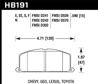compare product Hawk 87 Toyota Corolla FX16 HP+ Street Front Brake Pads