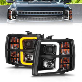 compare product ANZO 2007-2013 Chevrolet Silverado 1500 Projector w/ Light Bar Black Housing w/ Sequential
