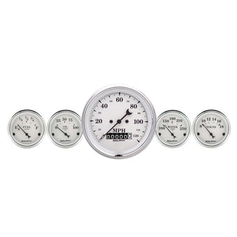 compare product AutoMeter Gauge Kit 2 Pc. Quad & Speedometer 3-3/8in. Old Tyme White