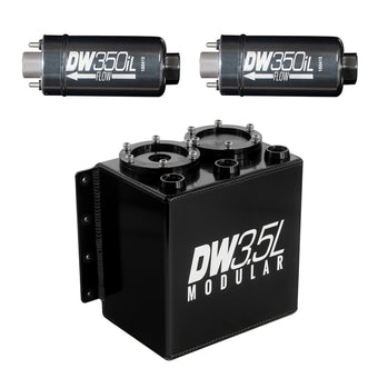 compare product DeatschWerks 3.5L Modular Surge Tank (Incl. 2 DW350iL In-Line Fuel Pump)
