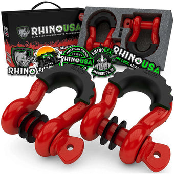 compare product Rhino USA 3/4In D-Ring Shackle Set (2-Pack)(Red)