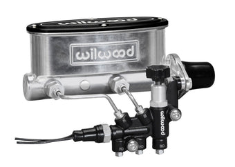 compare product Wilwood HV Tandem M/C Kit w L/H Bracket & Prop Valve - 1 1/8in Bore Ball Burnished
