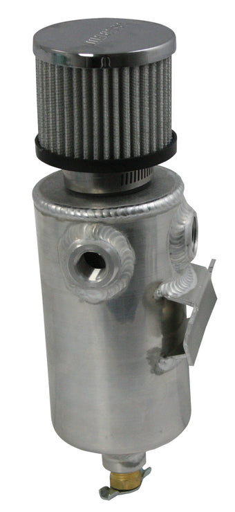 compare product Moroso Breather Tank/Catch Can - 3/8in NPT Female & 1/2in NPT Female Fitting - Roll Bar Mount - Alum