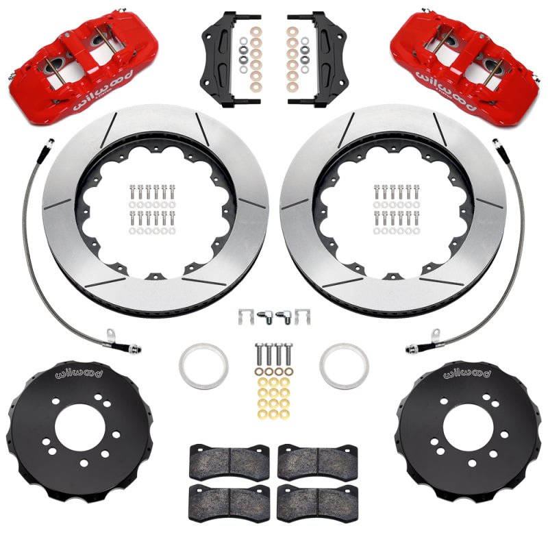 Wilwood 95 - 98 Nissan Skyline Aerolite 6R Front BBK w/ 14.00in Slotted Rotors & Flexlines - Red - My Store
