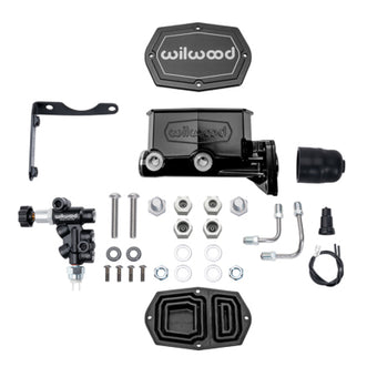 compare product Wilwood MOPAR Compact Tandem M/C Kit w/ P-Valve 1.12in Bore - Black