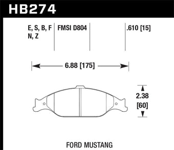 compare product Hawk 99-04 Ford Mustang Base/GT Performance Ceramic Street Front Brake Pads