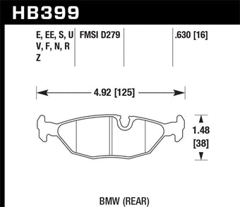 compare product Hawk 86-87 BMW 325 2.7L Rear ER-1 Brake Pads