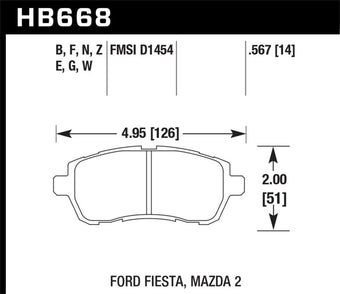 compare product Hawk 11-19 Ford Fiesta 1.6L S OE Incl.Clips Front ER-1 Brake Pads