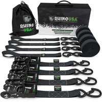 Rhino USA Heavy Duty Ratchet Tie - Down 4 - Pack (Black) 1.6In X 8Ft - My Store