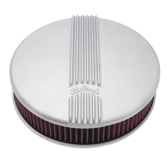 compare product Edelbrock Air Cleaner Classic Series Round Aluminum Top Cloth Element 14In Dia X 3 9In Satin