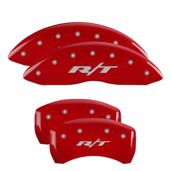 compare product MGP 4 Caliper Covers Engraved Front & Rear RT1-Truck Red finish silver ch