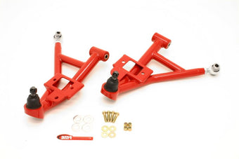 compare product BMR 93-02 F-Body Adj. Lower A-Arms Poly/Rod End Combo - Red