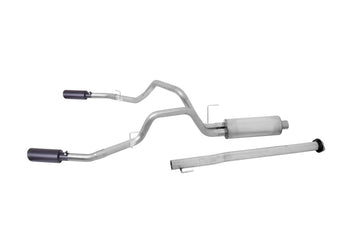 compare product Gibson 11-14 Ford F-150 SVT Raptor 6.2L 3in/2.5in Cat-Back Dual Split Exhaust - Black Elite