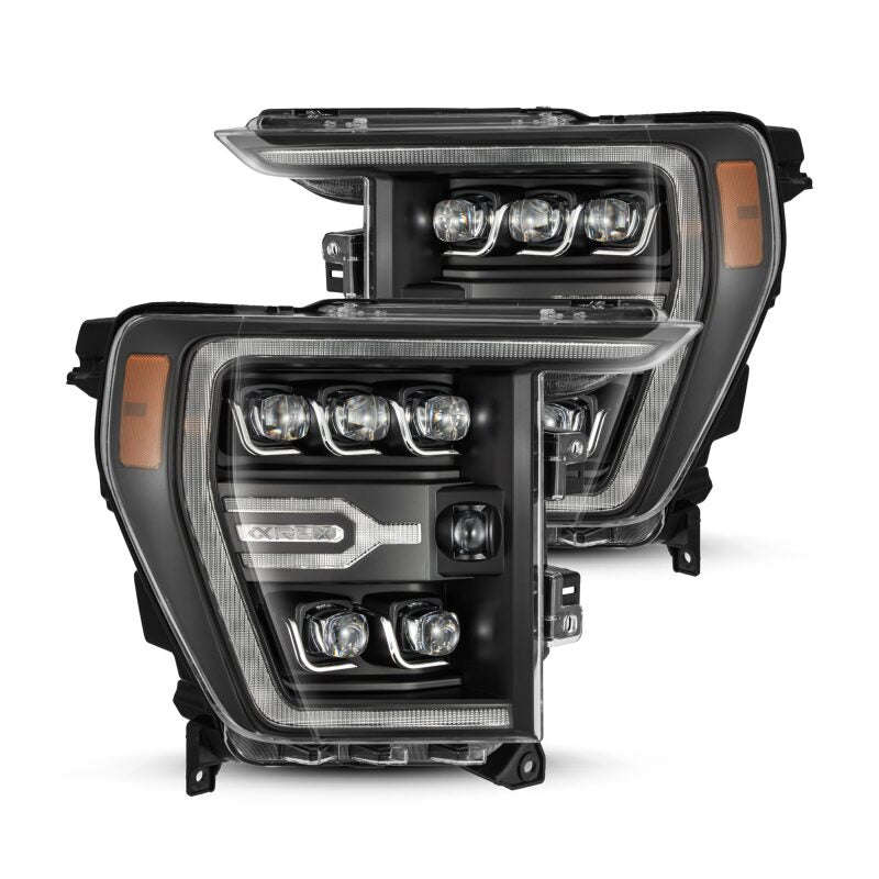 AlphaRex 21 - 22 Ford F - 150 NOVA LED Proj Headlights Plank Style Blk w/Activ Light/Seq Signal - My Store